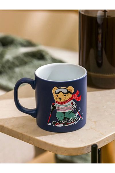 LC Waikiki Navy Blue Bear Teddy Printed Ceramic Mug 320 ml