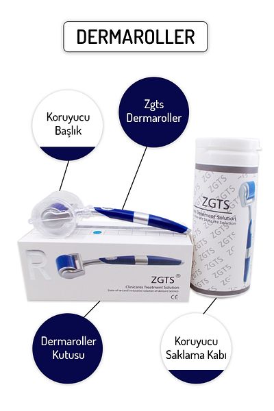 Zgts Blue Line Dermaroller 0.50mm Titanium 192 Needle Derma Roller