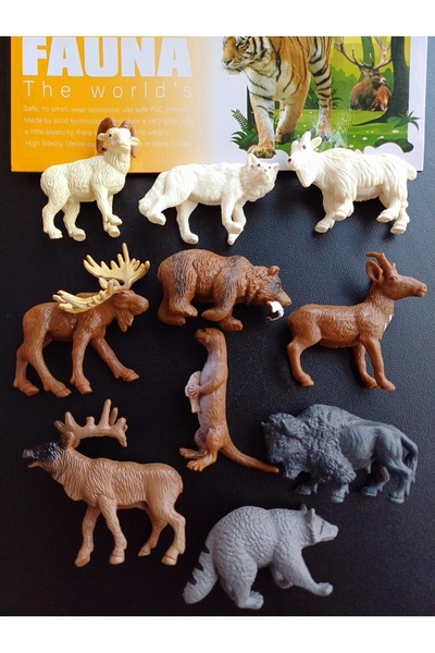 OYUNCAKSAHİLİ Hayvan Seti 12 Oyuncak Orman Hayvanları Geyik Mirket Rakun Keçi Kurt Ren Geyiği Ayı
