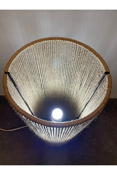 Arslan tekstil El Yapımı Jütten Yapılmış Makrome Yer Lambası. Şık, Boho, Çiftlik Evi, Modern Zemin Lambası.