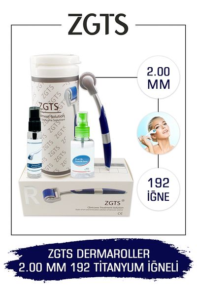 Zgts Blue Line Dermaroller 2.00mm Titanium 192 Needle Derma Roller