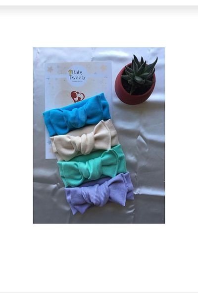 Baby Tweety 4-Piece Handmade Ribbed Baby Girl Bandana