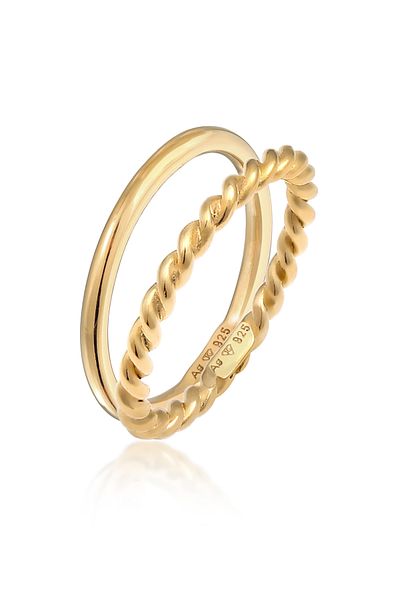 ELLI Ring Ladies Twisted Basic Set Of 2 In 925 Sterling Silver
