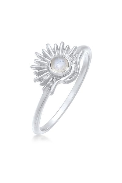 ELLI Inel Doamnelor Sun Boho Look Trend Blogger Cu Moonstone În argint 925 placat cu aur
