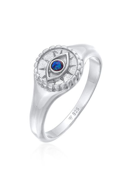 ELLI Inel De Damă Sigiliu Evil Eye Cu Opal sintetic În argint 925 placat cu aur