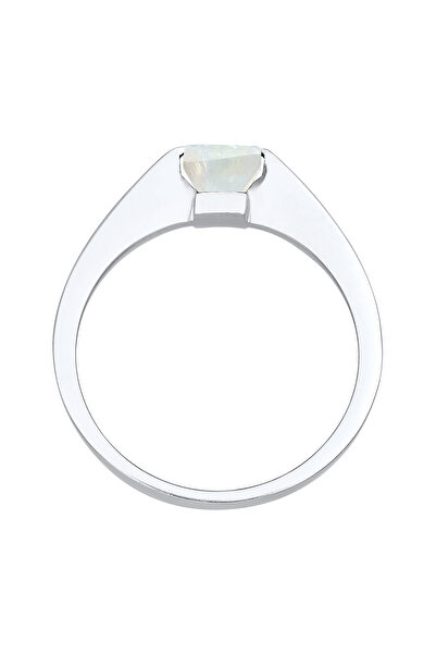 ELLI Prsten PREMIUM Dámský prsten solitér čtyřúhelník s měsíčním kamenem ze sterlingového stříbra 925 zlatý