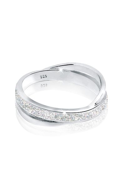 ELLI Ring Damen Wickel Modern mit Emaille Weiß aus 925 Sterling Silber