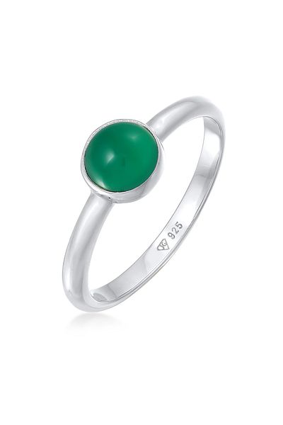 ELLI Inel Premium Inel Doamnă Solitaire Basic Verde Cu Agate Prețioase Din Argint Sterling 925 Rhodi