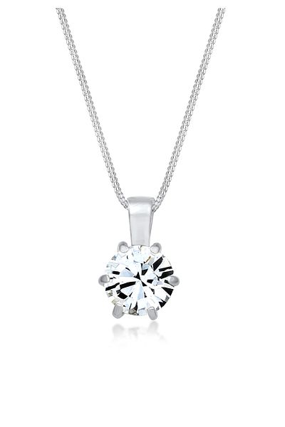 ELLI Colier pentru dama, cu lanț cu bordură, Solitaire, strălucitor, cu cristal, din argint 925