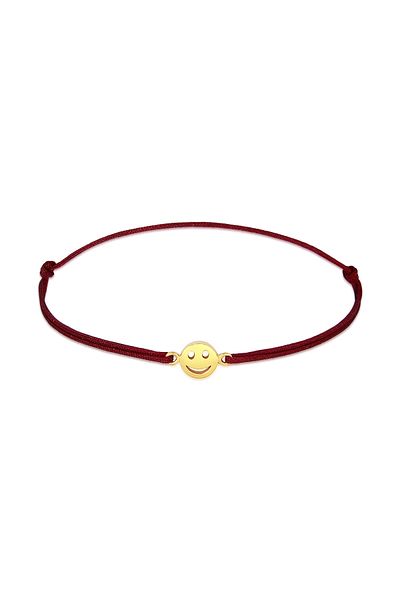 ELLI Bracelet Ladies Smiling Face Symbol With Nylon Red In 925 Sterling Silver Gold Plated