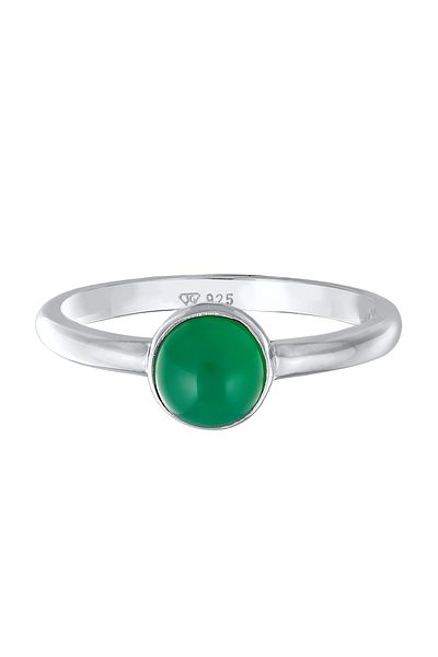ELLI Inel Premium Inel Doamnă Solitaire Basic Verde Cu Agate Prețioase Din Argint Sterling 925 Rhodi
