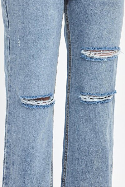 Tref Jeans Темно-сині джинси з високою талією, широкими штанинами та еластичн...