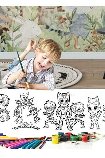 MASAL EVRENİ PİJA MASKELİLER BOYAMA - DEV BOYAMA AKTİVİTE RULOSU - 60 CM X 2 ...