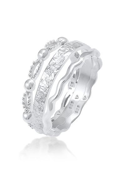 ELLI Inel Femeie Band Inele Wave Ball În Argint Sterling 925