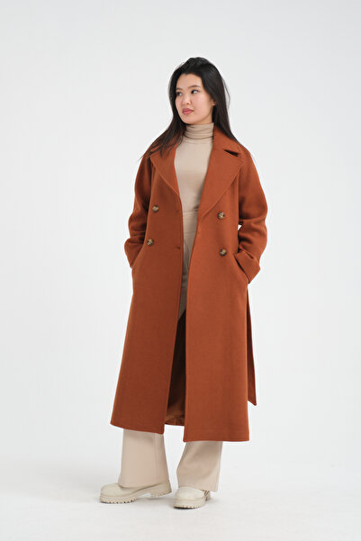 Soydan Güner Oversize Kruvaze Reglan Kol Ara Boy (120 CM) Yün Içerikli Kaban 1280