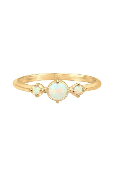 ELLI Ring Ladies Band Geo Vintage Trend With Synthetic Opal In 925 Sterling Silver