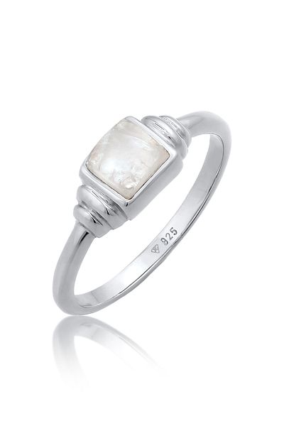 ELLI Inel Inel Premium Dama Patrat Vintage Cu Piatra Lunii In Argint Sterling 925 Placat Aur