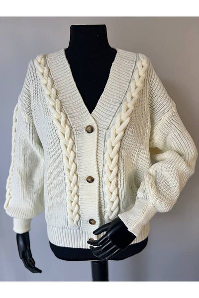 imoop design Women's Hair Knit Button Closure Knitwear Cardigan