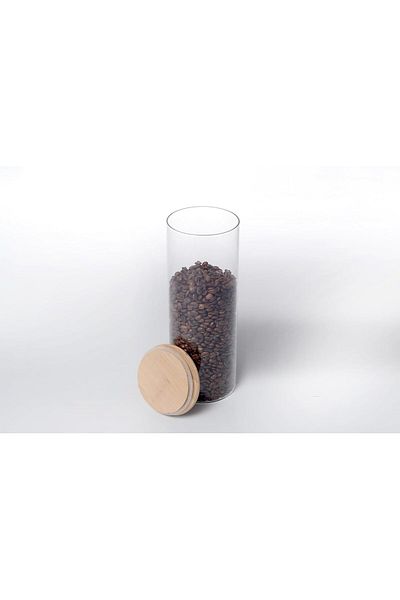 ORCHID ROUND BORO GLASS JAR W/BAMBOO LID 1L