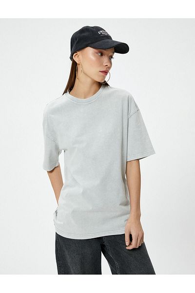 Koton Basic Oversize T-Shirt Short Sleeve Crew Neck Cotton