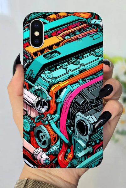Snacase جراب سيليكون متوافق مع هاتف Apple iPhone Xs مطبوع عليه نمط محرك ميكان...
