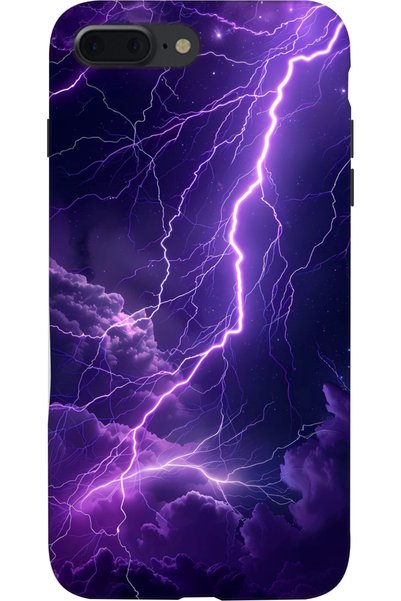 Snacase Apple iPhone 7 Plus Compatible Hd+ Printed Purple Lightning Pattern Silicone Case