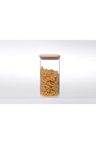 ORCHID SQUARE BORO GLASS JAR W/BAMBOO LID 500ML