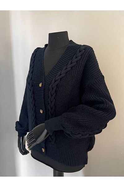 imoop design Women's Hair Knit Button Closure Knitwear Cardigan