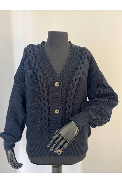 imoop design Women's Hair Knit Button Closure Knitwear Cardigan