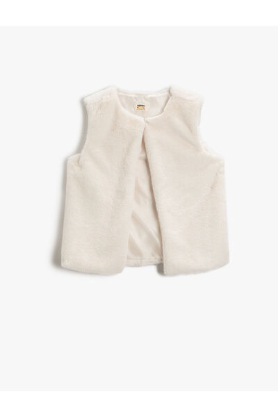 Koton Basic Plush Vest Round Collar