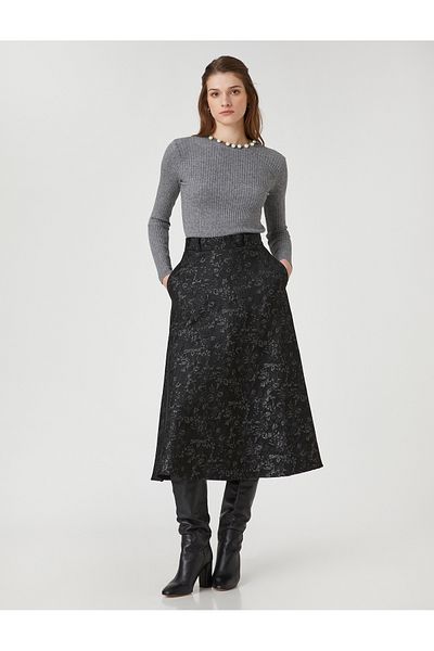 Koton Melis Ağazat X - Pearl Detailed Ribbed Knitwear Sweater