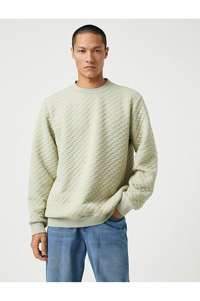 Koton Základní texturovaná mikina Crew Neck Dlouhý rukáv