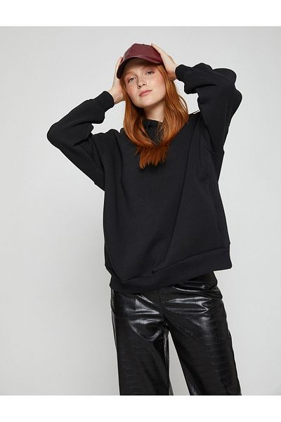 Koton Basic Oversize Sweatshirt with Hooded Fleece Inside