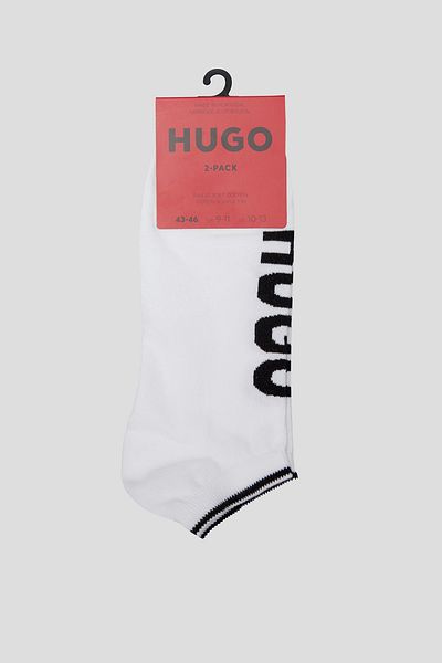 HUGO Men's 100% Cotton Woven Fabric Brand Logo White Socks 50468111 -100