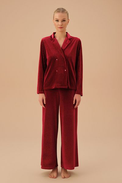 SUWEN Set de pijamale masculine din catifea