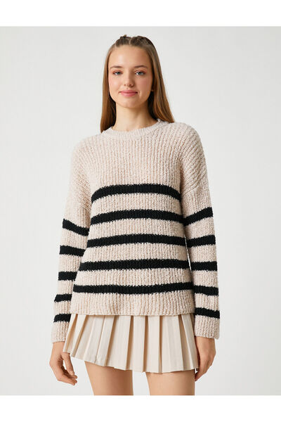 Koton Pulover tricotat decolteu cu mânecă lungă