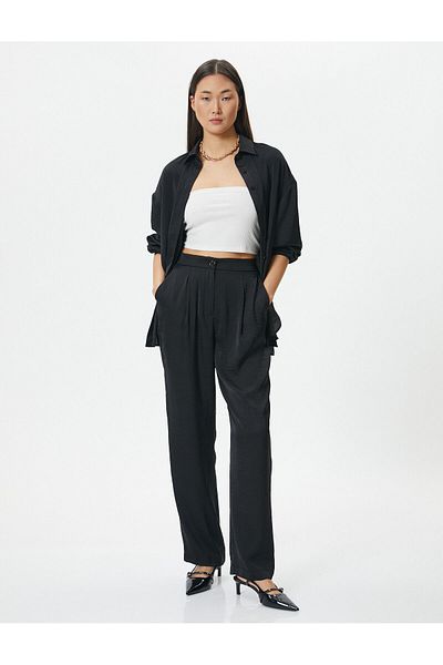 Koton Carrot Trousers Textured Normal Waist Normal Leg