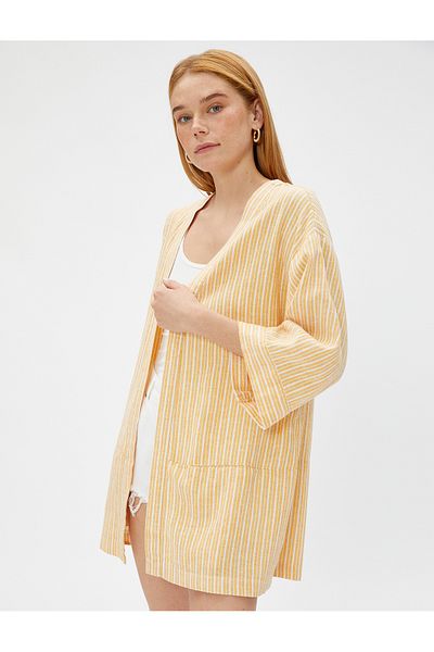 Koton Kimono aus Leinenmischung mit Tasche
