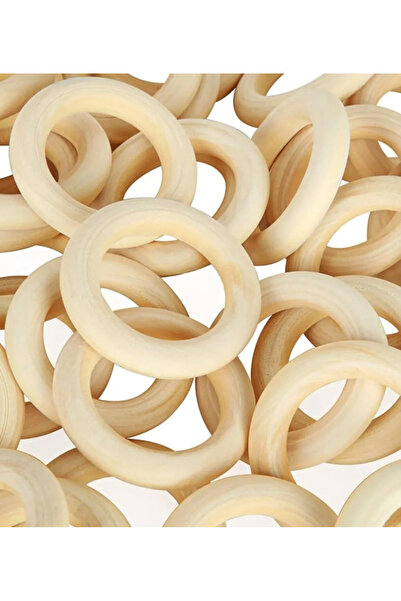 Prestij Boncuk Doğal Ahşap Halka 5 cm Diş Kaşıyıcı Makrome Halka Amigurumi Ha...