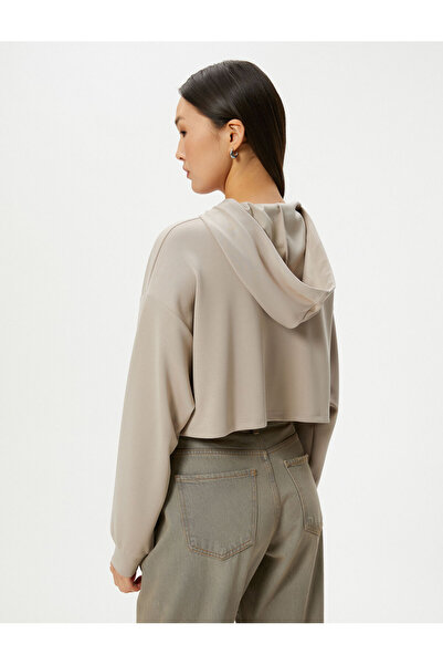 Koton Crop mikina s kapucí, dlouhý rukáv