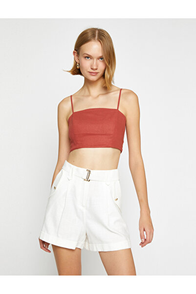 Koton Crop tílko s tenkým popruhem ze směsi lnu