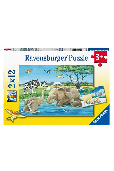 RAVENSBURGER 2X12 Pieces Puzzle Animal Puppies Rpk 050956