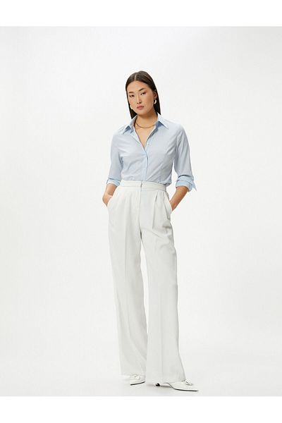 Koton Cămașă Slim Fit, cu mânecă lungă, cu buton și guler