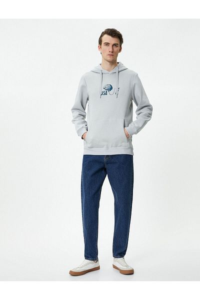Koton Slogan Printed Hoodie - Kangaroo Pocket