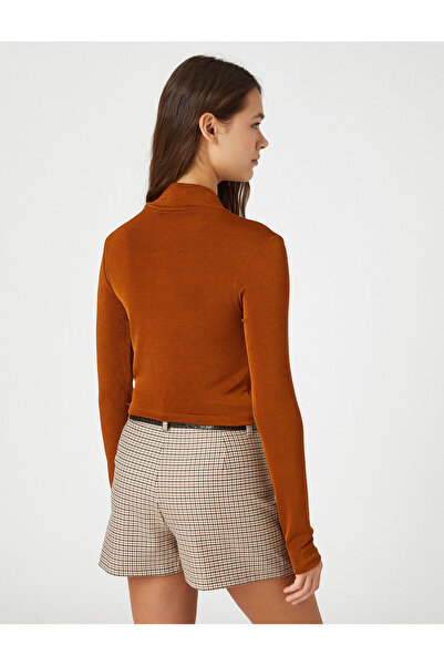 Koton Μακρυμάνικο T-Shirt Crop Half Turtlenck Basic