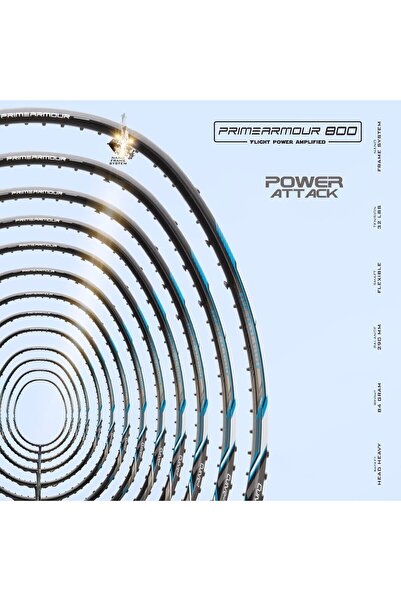 Hundred Primearmour 800 Carbon Fibre Strung Badminton Racket with Full Racket Cover