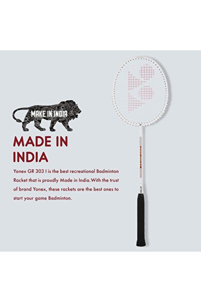 YONEX GR 303i Aluminium Strung Badminton Racket with Full Racket Cover (White)