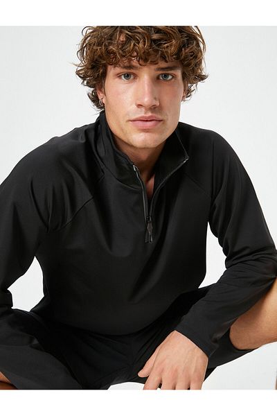 Koton Sports Sweatshirt High Collar Zippered Long Sleeve