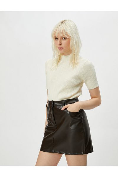Koton Half Turtleneck Sweater Knitwear Ribbed Short Sleeve