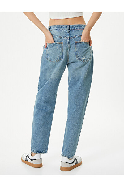 Koton Mom Jeans Standardní řetízek do pasu Detailní kapsa Bavlna - Mom Jean